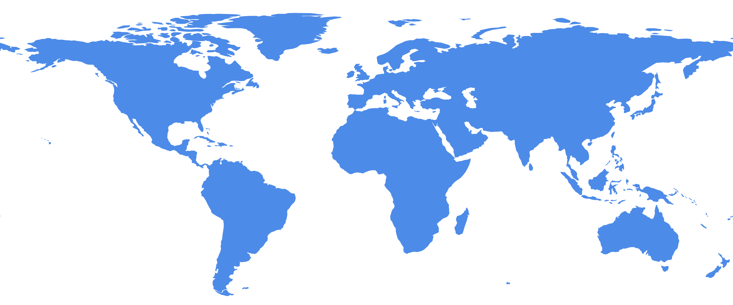 Single-colour blue map of the world's landmasses